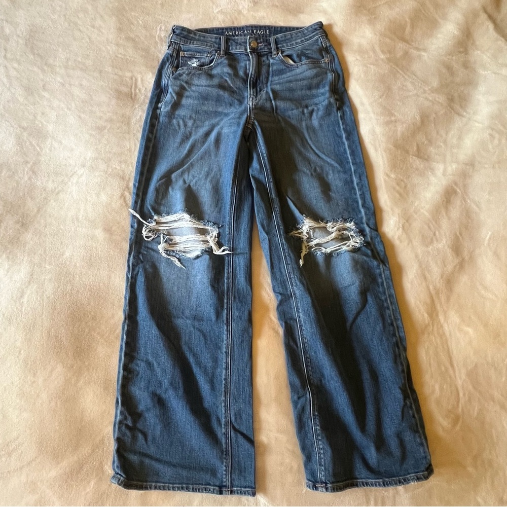 AE Dreamy Drape Stretch Ripped Low-Rise Baggy Wide-Leg Jean 6